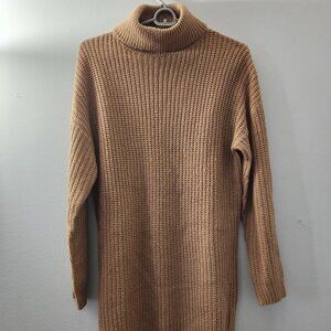 MissGuided - Camel Turtleneck Sweater Dress – Cozy Academia Capsule, Size S
